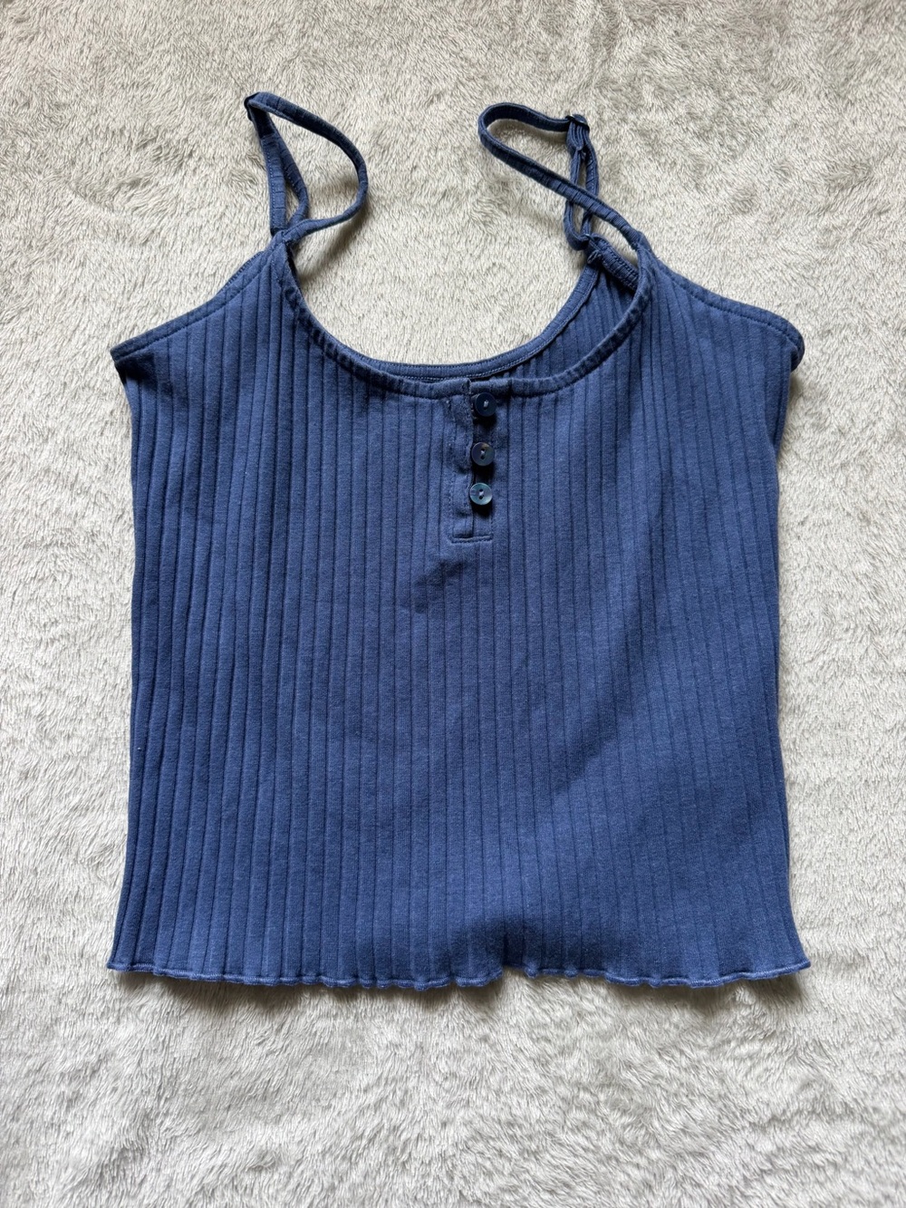 American Eagle Outfitters Ribbed Button-Front Cami - Blue